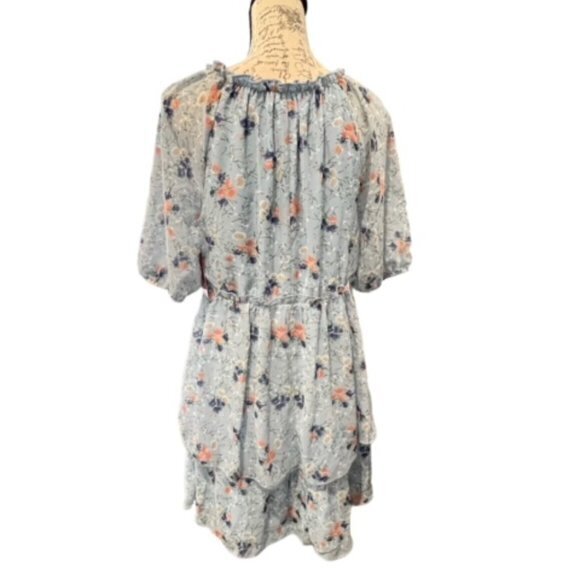 NWT Bailey Blue Blue Floral Tiered Flowy Feminine Mini Dress Juniors Size Medium - Picture 4 of 15